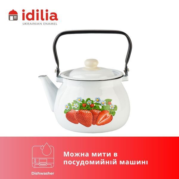 Чайник емальований 2,5 л "Полуниця (біла)" I27105/2клуб фото