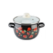 Spherical pot 3.5 L with stainless steel rim and glass lid "Garnet (black)" I619135/4чгран photo 1