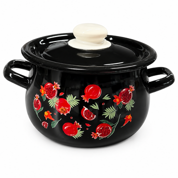 3.5 L Pear-Shaped Enamel Pot "Pomegranate (Black)"