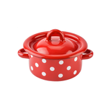 Каструля циліндрична емальована 0,4 л з полою ручкою на кришці "Полька (червона)" I160315/4кполька фото