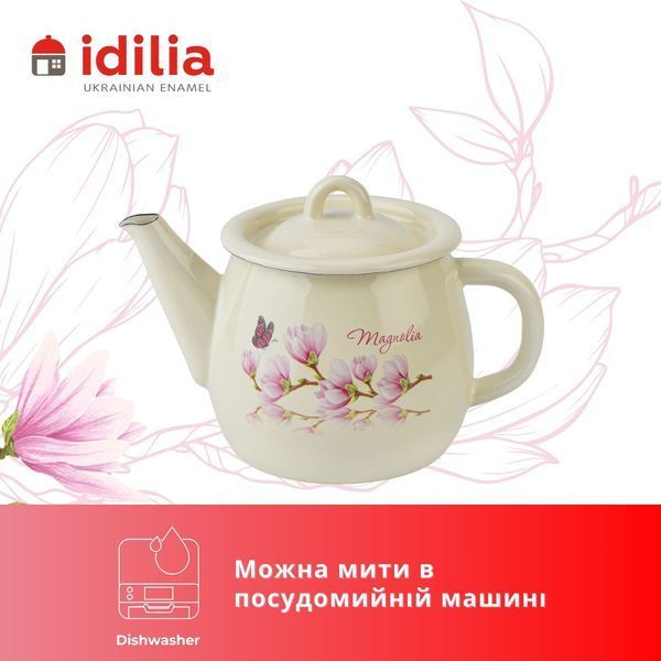 Заварник эмалированный 1,0 л с полой ручкой на крышке "Магнолия (молочная)" I270715/2ммагнол фото