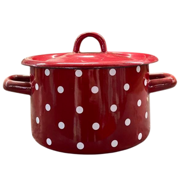 Cylindrical pot 2.0 L with hollow handle on the lid "Polka (red)"