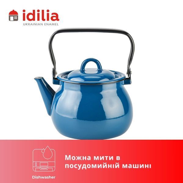 Чайник емальований 2,5 л з полою ручкою на кришці "Аквамарин" I271015/4аквамар фото