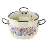 Кастрюля сферическая эмалированная 3,5л с н/ж фурнитурой и стеклянной крышкой "Анабель (молочная)" I819135манабель фото