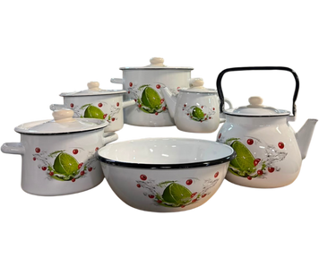 Enamel Set &ldquo;Lime&rdquo; in White Color