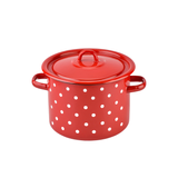 Cylindrical pot 4.5 L with hollow handle on the lid "Polka (red)"