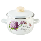Spherical pot 2.5 L with stainless steel rim "Viola (white)"