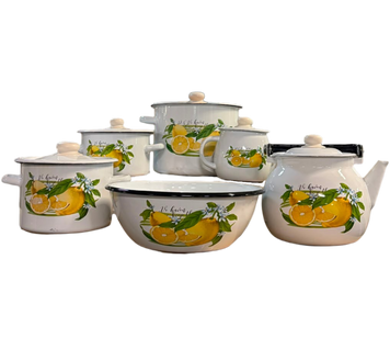 White Enamel Kitchen Set &ldquo;Lemon&rdquo;