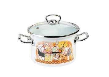 Cylindrical pot with stainless steel fittings and a glass lid &ldquo;Cooking (white)&rdquo;
