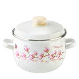 Spherical pot 3.5 L with stainless steel rim "Magnolia (white)"
