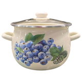 Spherical pot 7.0 L with stainless steel rim and glass lid "Blueberry (milk)"