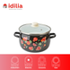 Spherical pot 5.0 L with stainless steel rim and glass lid "Pomegranate (black)" I619165/4чгран photo 3