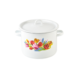 Cylindrical pot 5.5 L with hollow handle on the lid "Spring bouquet (white)"