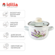 Spherical pot 1.5 L with stainless steel rim and glass lid "Lilac lavender bouquet (white)" I619085/2сбуклав photo 2
