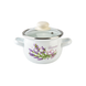 Spherical pot 1.5 L with stainless steel rim and glass lid "Lilac lavender bouquet (white)" I619085/2сбуклав photo 1