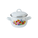 Spherical pot 1.5 L with stainless steel rim and hollow handle on the lid "Spring bouquet (white)" I190815/2вбук photo 1
