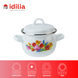 Spherical pot 1.5 L with stainless steel rim and hollow handle on the lid "Spring bouquet (white)" I190815/2вбук photo 3