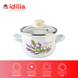 Spherical pot 1.5 L with stainless steel rim and glass lid "Lilac lavender bouquet (white)" I619085/2сбуклав photo 3
