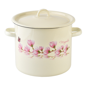 Cylindrical pot 7.0 L with hollow handle on the lid "Magnolia (milk)"