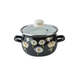 Spherical pot 2.5 L with stainless steel rim and glass lid "Floral Fantasy (black)" I619115/4чцвефан photo 1