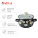 Spherical pot 2.5 L with stainless steel rim and glass lid "Floral Fantasy (black)" I619115/4чцвефан photo 2