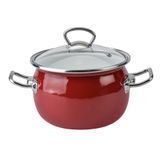 Spherical pot 2.5 L with stainless steel fittings and glass lid "Bordeaux"