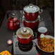 Spherical pot 2.5 L with stainless steel fittings and glass lid "Bordeaux" I819115бордо photo 3