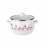 Spherical pot 7.0 L with stainless steel rim and glass lid "Magnolia (white)"