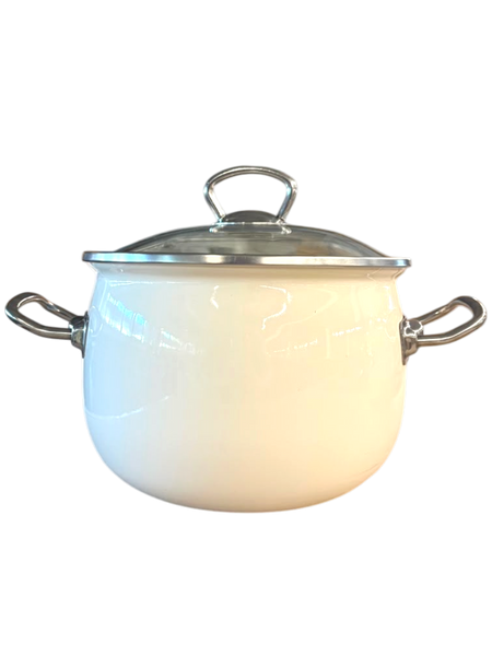 Set of spherical pots with glass lids "Milk" (2.5 L, 3.5 L, 5 L)
