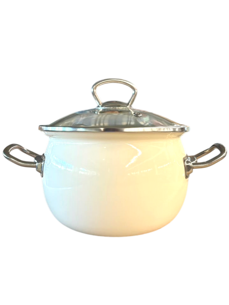 Set of spherical pots with glass lids "Milk" (2.5 L, 3.5 L, 5 L)
