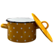 Cylindrical pot 0.4 L with hollow handle on the lid "Polka (mustard)" I160315/4горпол photo 1