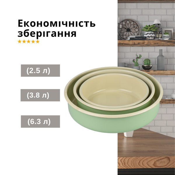 Set of baking and grilling dishes (9 p.), 2.5 L; 3.8 L; 6.3 L, "Mint Cool"