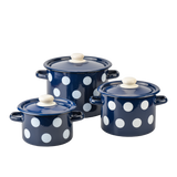 Set of cylindrical pots "White Pea (blue)"