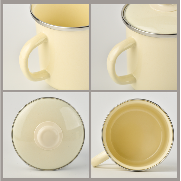 Mug 1.0 L with stainless steel rim and lid "Magnolia (milk)"