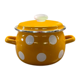 Spherical pot 3.5 L with stainless steel rim "White Pea (mustard)"