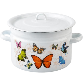 Cylindrical pot 9.0 L "Butterfly (white)"