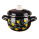 Spherical pot 1.5 L with stainless steel rim "Fresh Lemon (black)" I19085/4чфлим photo 1