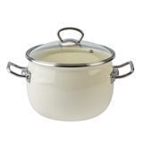 Spherical pot 3.5 L with stainless steel fittings and glass lid "Milk"