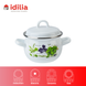 Spherical pot 1.5 L with stainless steel rim and hollow handle on the lid "Fresh Greens (white)" I190815/2зелфрэш photo 3