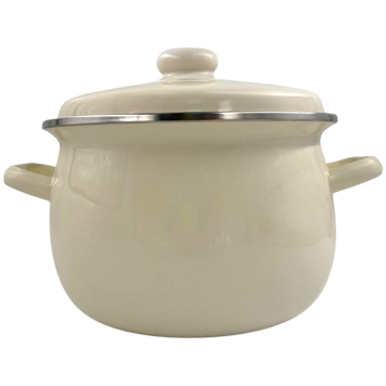 Spherical Enamel Pot with Stainless Steel Rim "Cream" 7 L