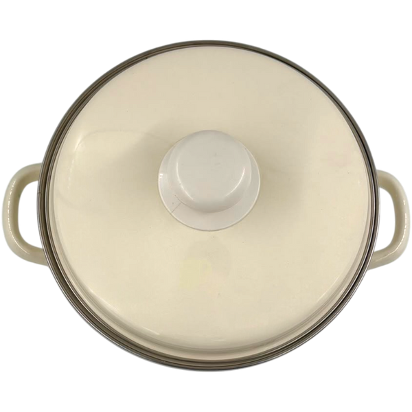 Spherical Enamel Pot with Stainless Steel Rim "Cream" 7 L
