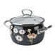 Spherical pot 2.5 L with stainless steel fittings and glass lid "Floral Fantasy (black)" I819115чцвефан photo 2