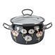 Spherical pot 2.5 L with stainless steel fittings and glass lid "Floral Fantasy (black)" I819115чцвефан photo 1