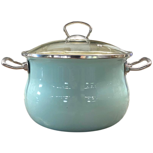 Set of Cylindrical-Spherical Pots in &ldquo;Turquoise&rdquo; Color with Stainless Steel Fittings