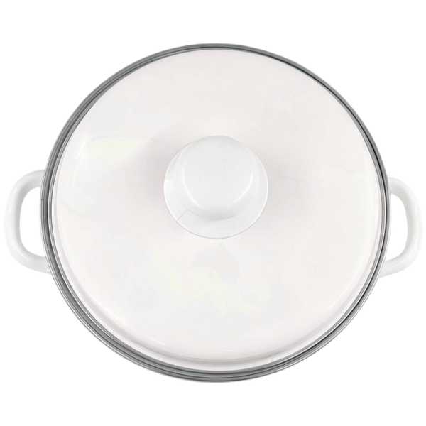 Spherical Enamel Pot with Stainless Steel Rim "White" 7 L