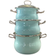 Set of Cylindrical-Spherical Pots in &ldquo;Turquoise&rdquo; Color with Stainless Steel Fittings I1000бирюз photo 1