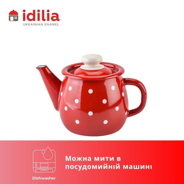 Заварник эмалированный 1,0 л "Полька (красная)" I27075/4кполька фото