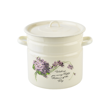 Cylindrical pot 12.0 L with hollow handle on the lid "Viola (milk)"