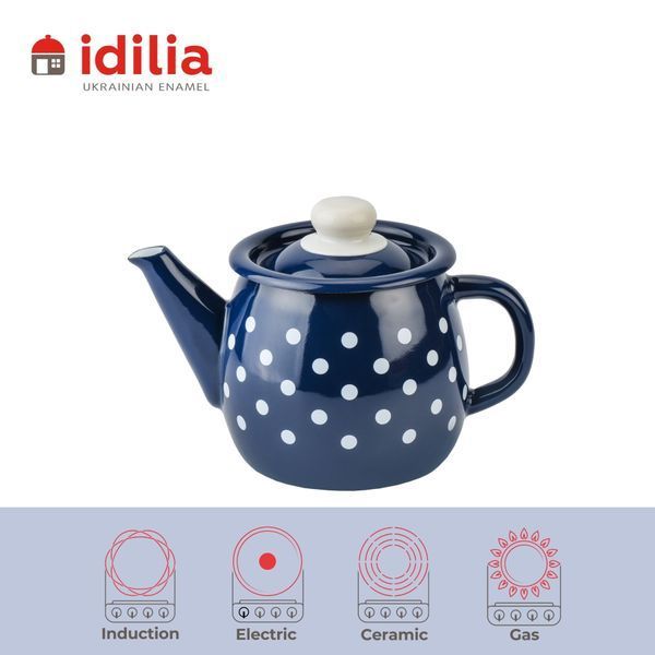 Teapot 1.0 L "Polka (blue)"