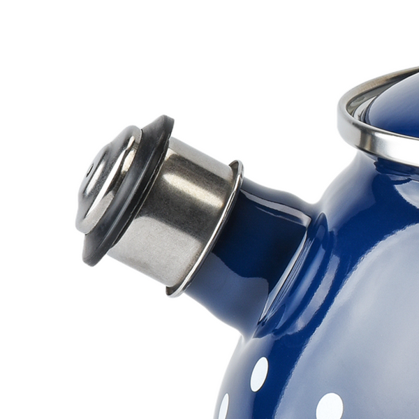 Kettle 2.5 L with stainless steel rim and whistle "Polka (blue)"